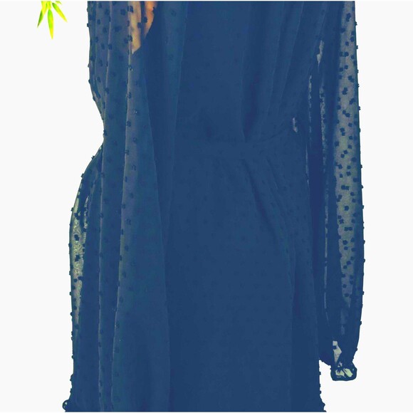 Dress Size S Black Sheer Chiffon Dotted Swiss Cute Goth Victorian Castle Regency - Picture 12 of 12